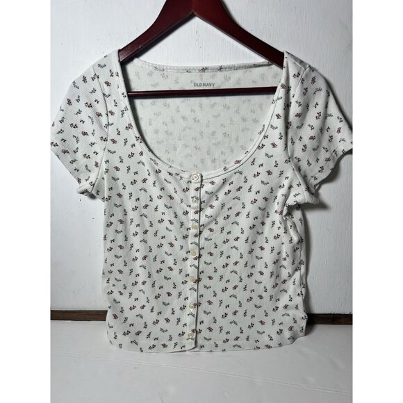 Old Navy Tops - Womens Top Large Ditsy Floral Cottagecore Ribbed Y2K Prairie.        Bb